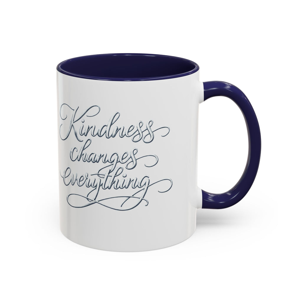 Silver-Kindness Changes Everything Accent Coffee Mug | Inspirational Ceramic Mug | Faith Freedom Creations