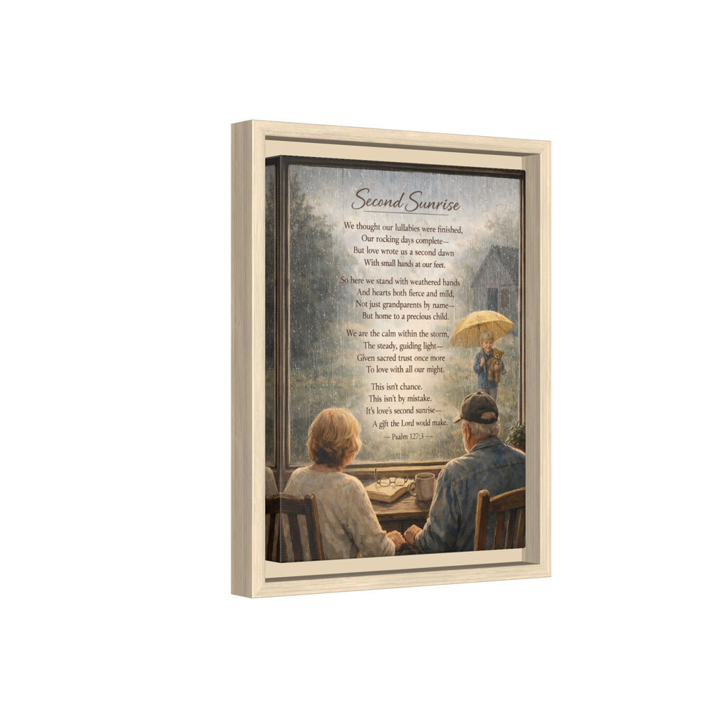Second Sunrise Framed Canvas Wall Art | Personalized Grandparents Poem | Faith & Family Keepsake