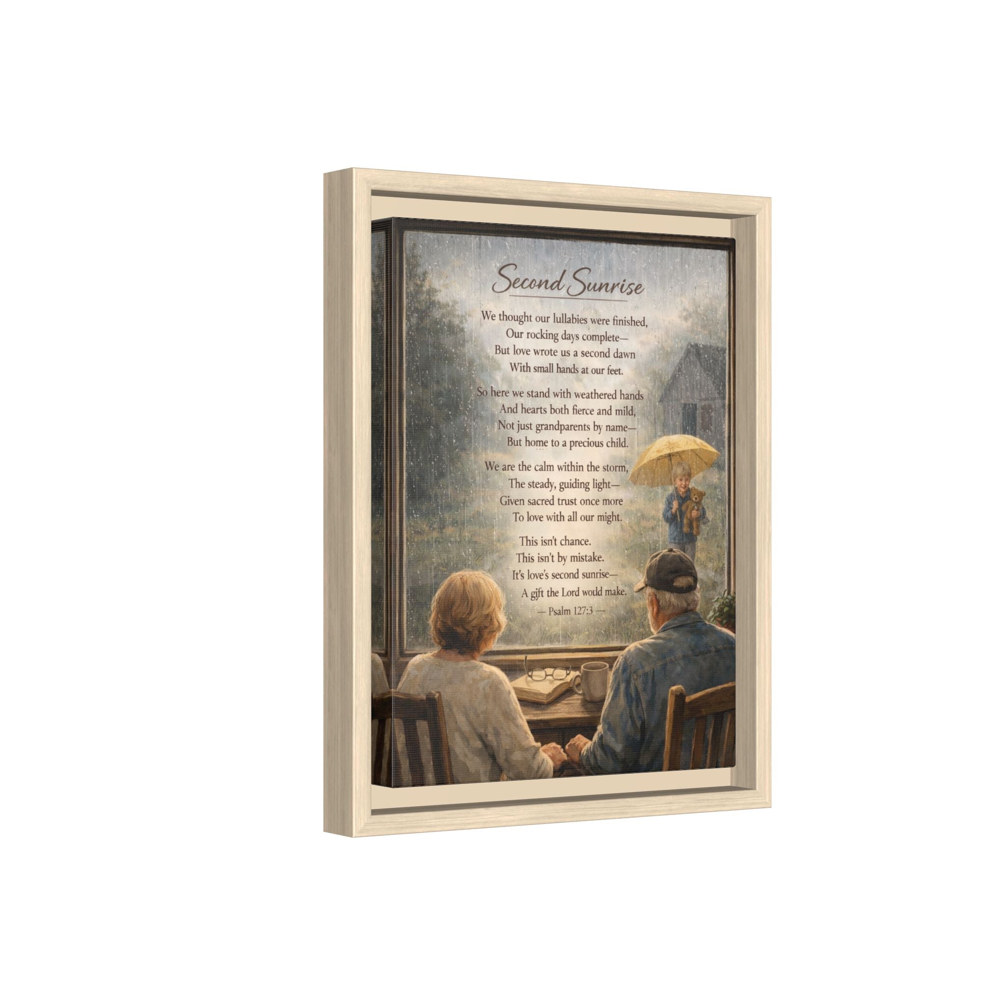 Second Sunrise Framed Canvas Wall Art | Personalized Grandparents Poem | Faith & Family Keepsake