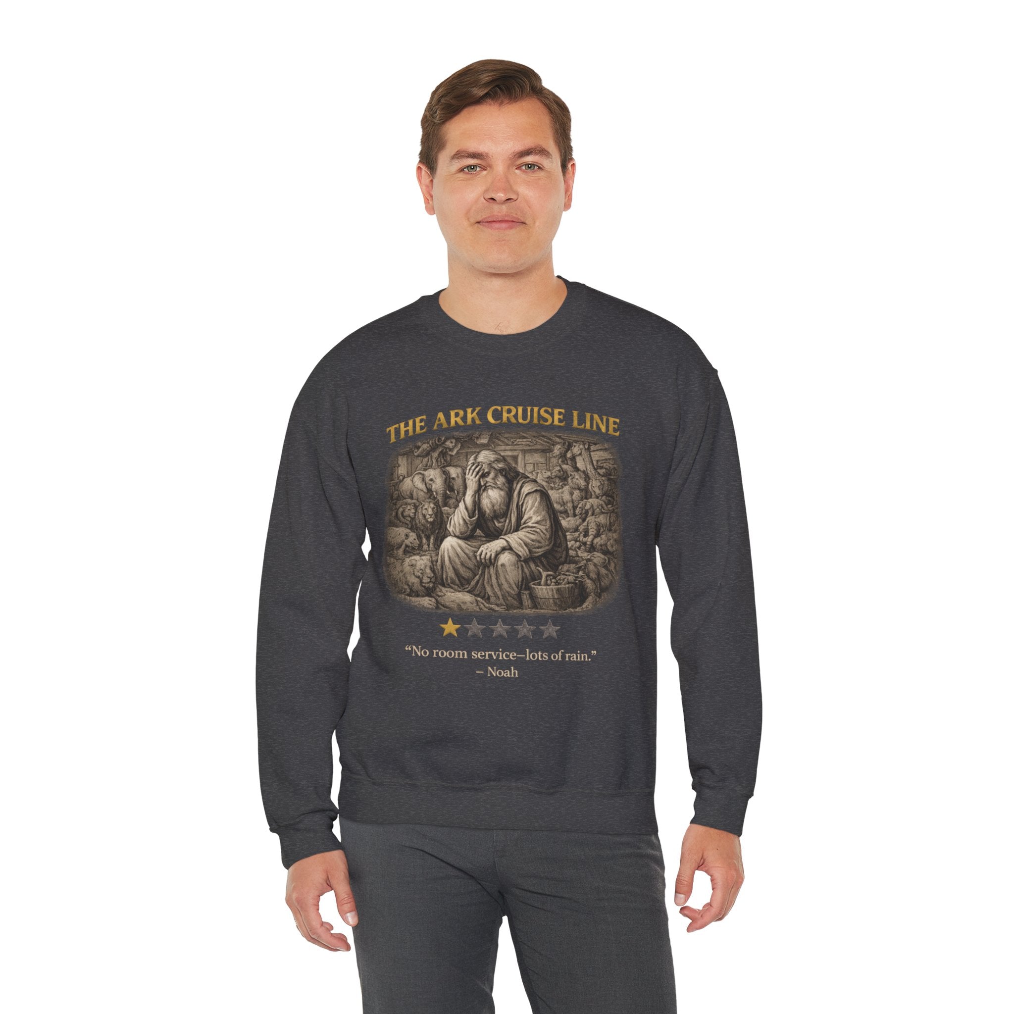 Noah – Crewneck Sweatshirt | “Ark Cruise Liner” Vintage Illustration – Five-Star Faith Series
