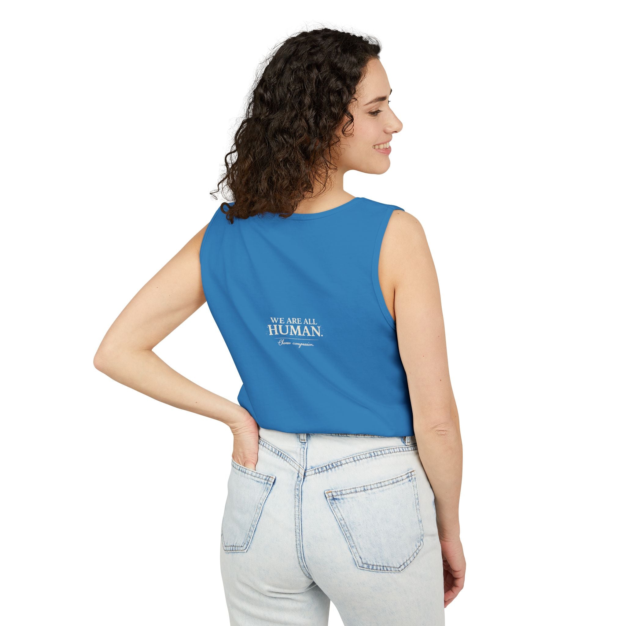 “Every Heart Beats the Same” Vintage Surf Tank Top – Garment-Dyed Coastal Unity Tank