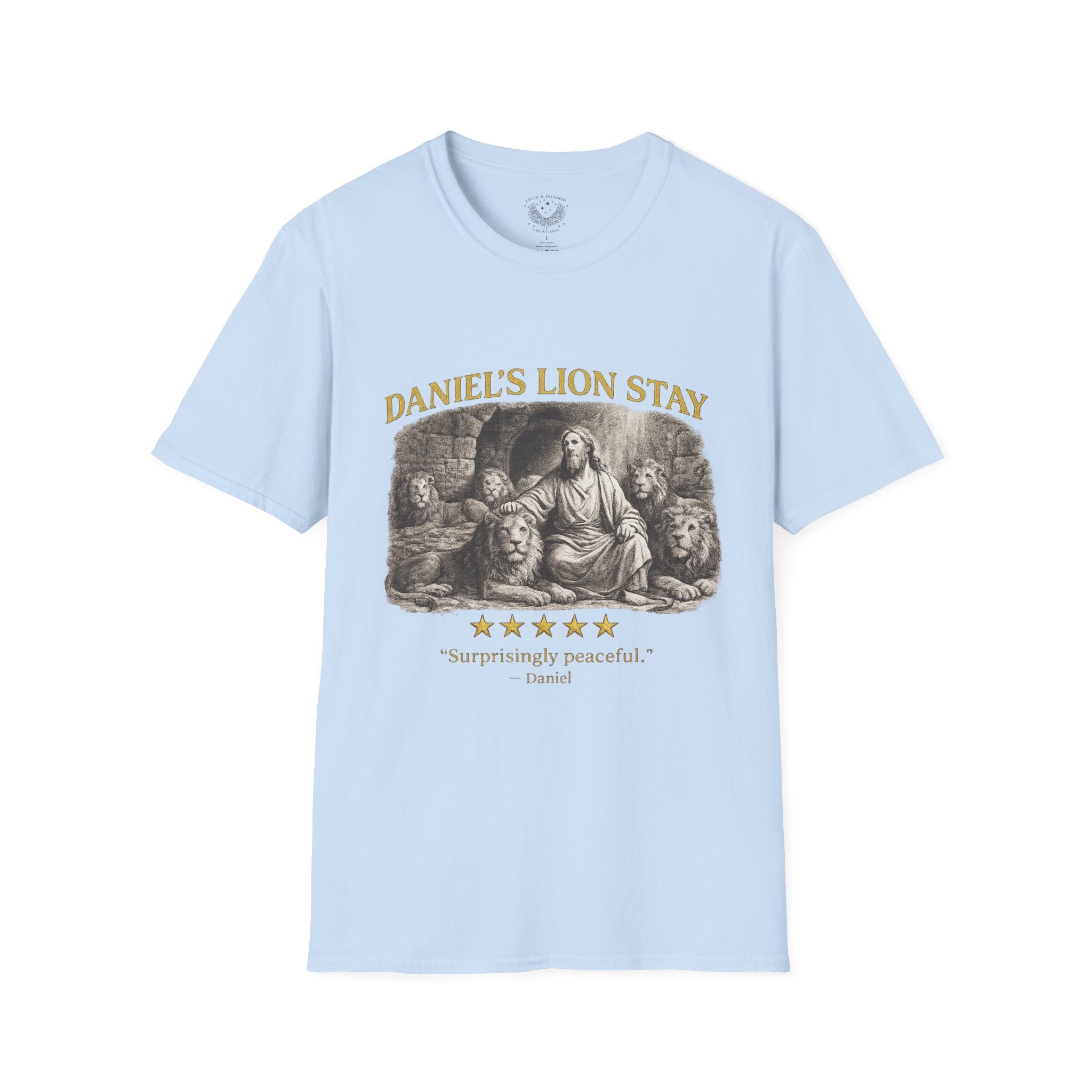 Daniel's Lion Stay Vintage Graphic T-Shirt - Retro Biblical Lion Tee
