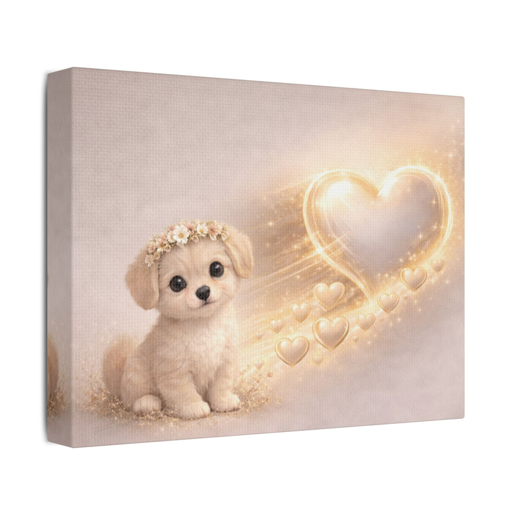 Cute Puppy Canvas — Glowing Heart Nursery Wall Art | Baby Room Decor