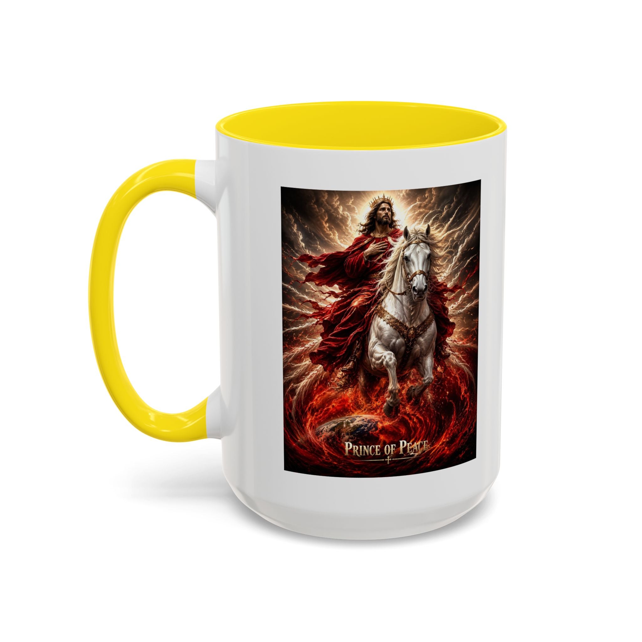 Prince of Peace Coffee Mug | Christian Jesus Rider Accent Mug | Inspirational Faith Gift