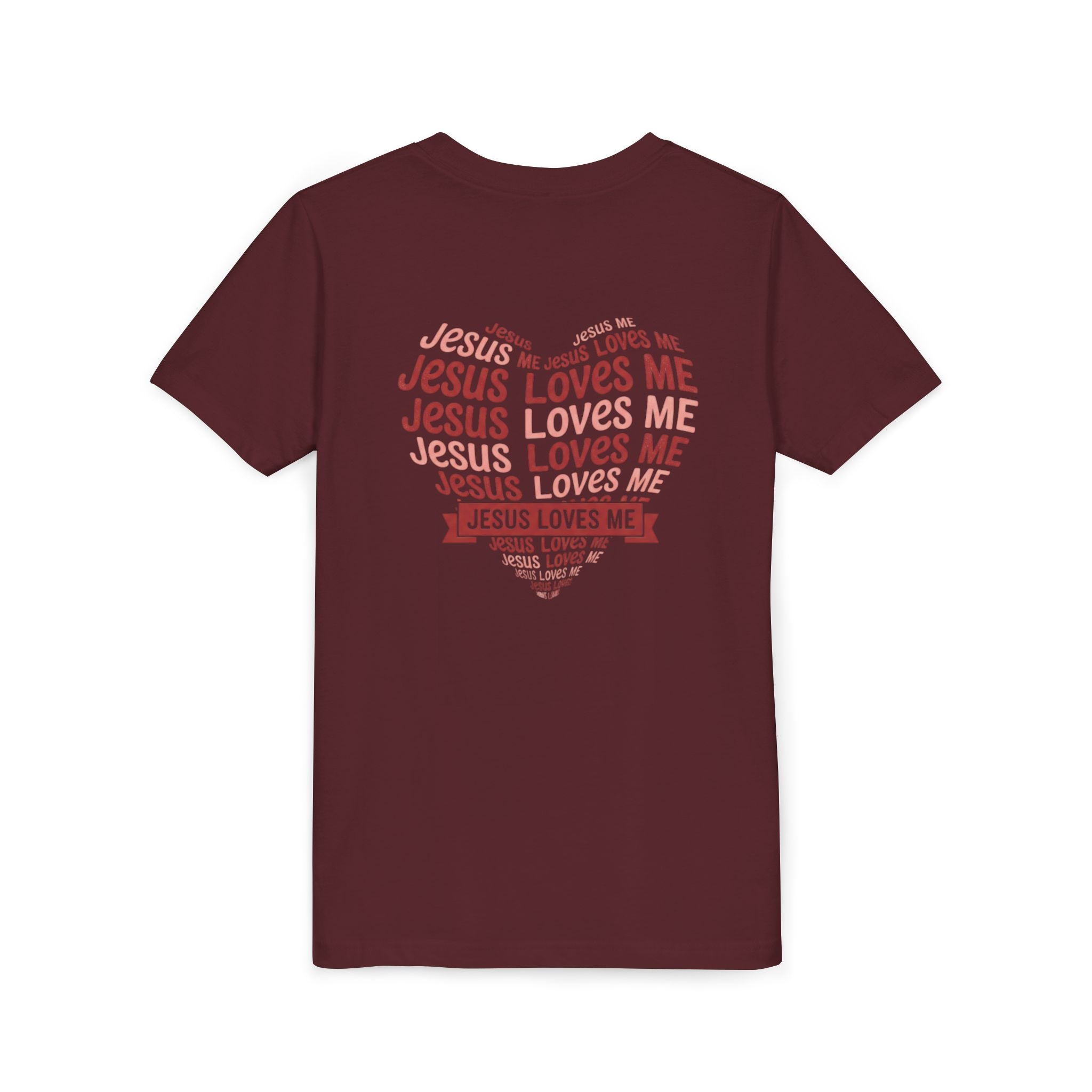 Jesus Loves Me Youth T-Shirt – Heart Word Cloud Christian Kids Tee | Faith Inspired Youth Shirt