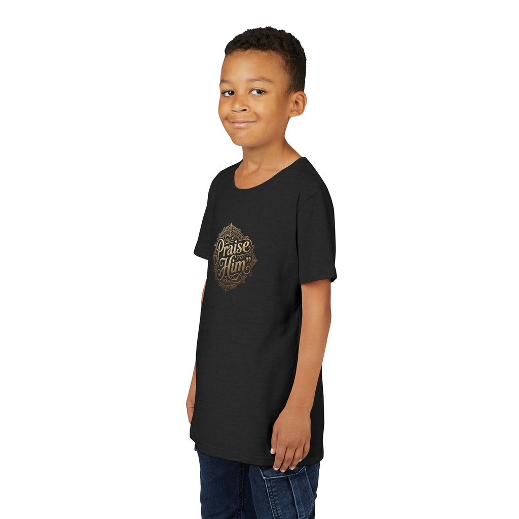 Praise Him Psalms 34:1 Youth T-Shirt | Christian Kids Faith Tee | Inspirational Youth Apparel