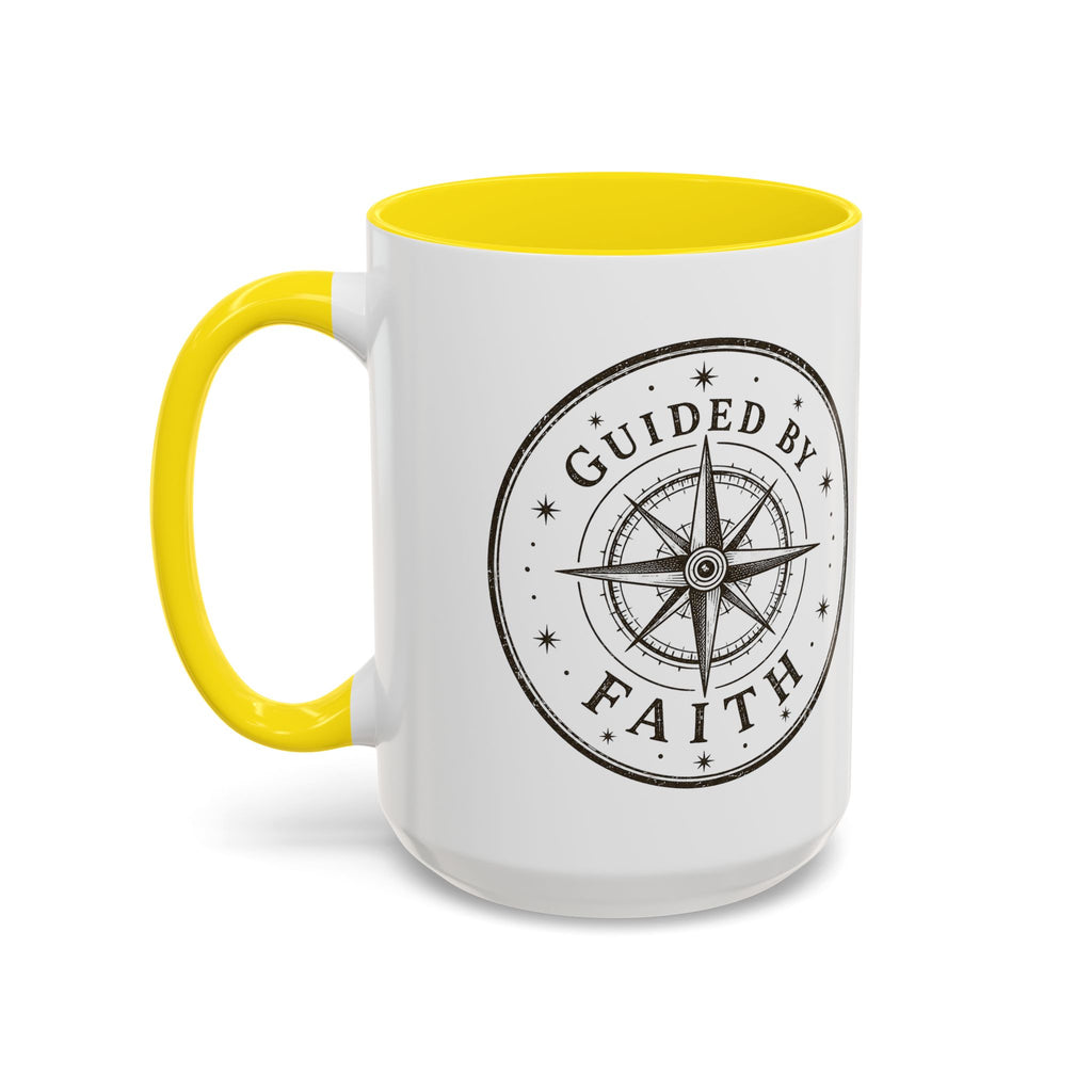 Guided by Faith Compass Coffee Mug | Inspirational Christian Accent Mug | Faith Freedom Creations