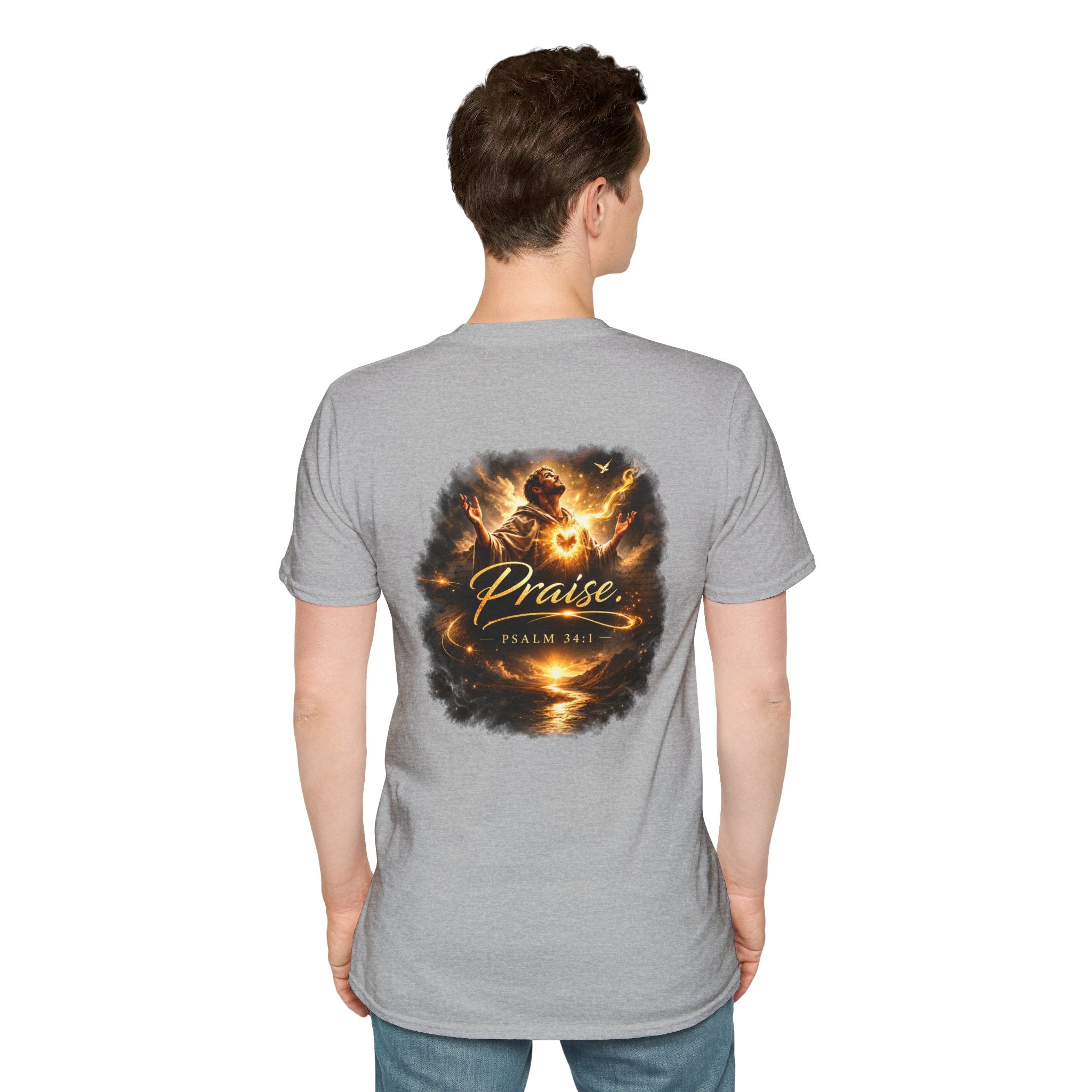 Minimalist Christian T-shirt featuring a Dove of Peace chest emblem with the words “Pray, Love, Remember” on a soft lightweight faith-inspired tee.