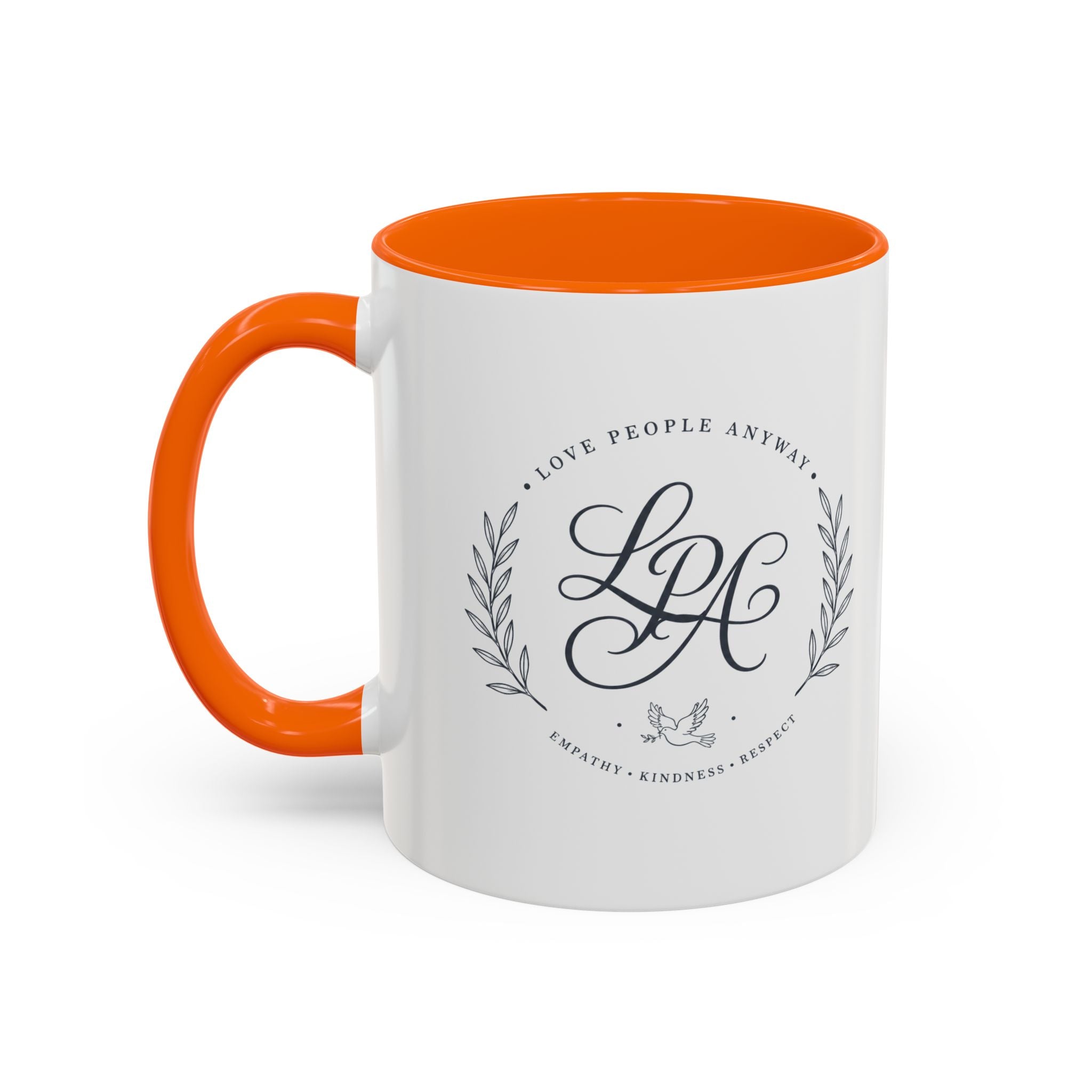 Love People Anyway Monogram Coffee Mug | Personalized Initial Crest Mug | Inspirational Gift