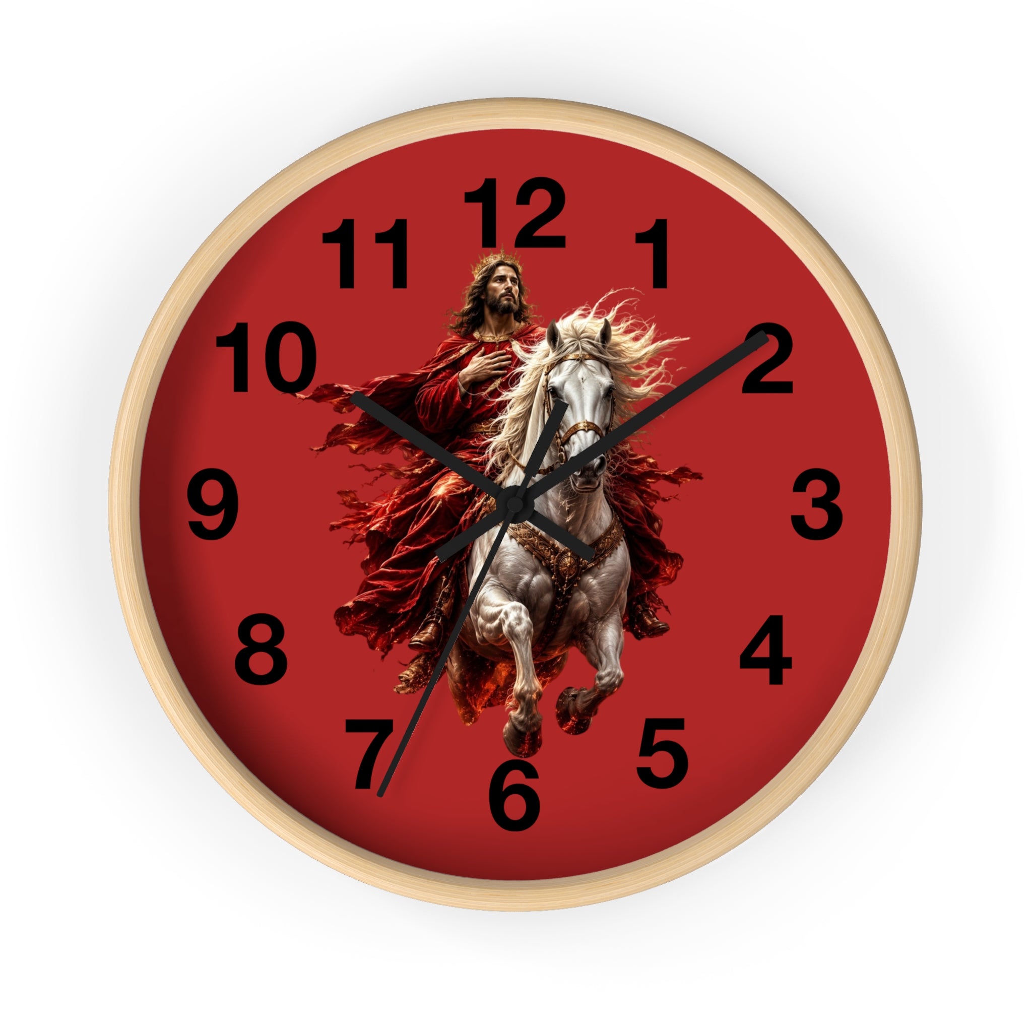 Jesus on White Horse Wall Clock | Christian Biblical Home Decor | Faith Inspired Silent Wall Clock