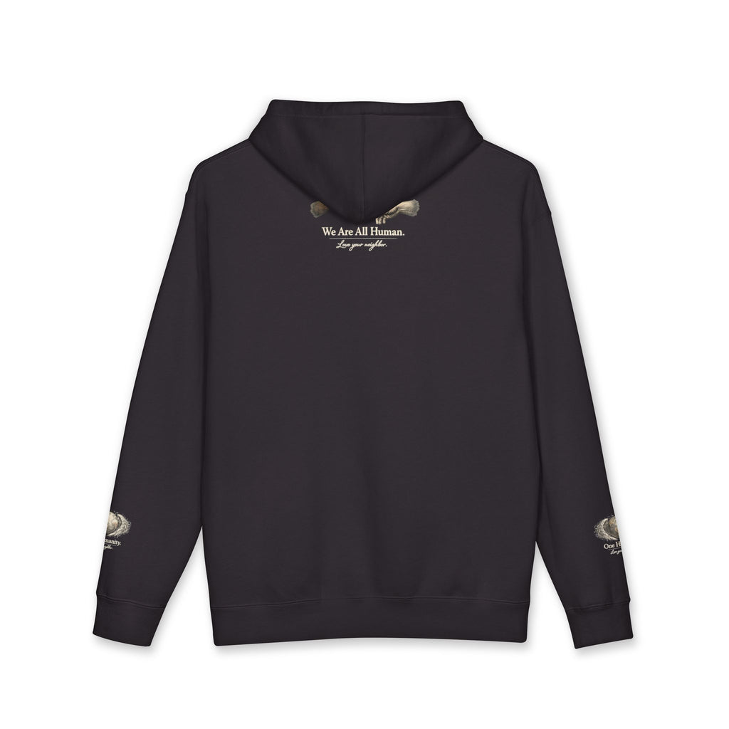 “One Humanity” Hoodie – “Love Your Neighbor” Earth & Wings Graphic Sweatshirt