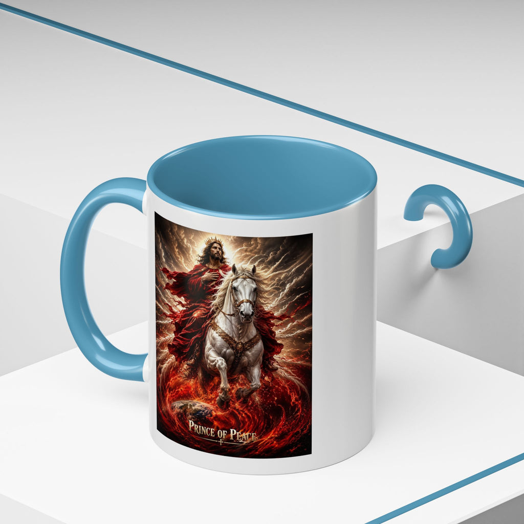 Prince of Peace Coffee Mug | Christian Jesus Rider Accent Mug | Inspirational Faith Gift