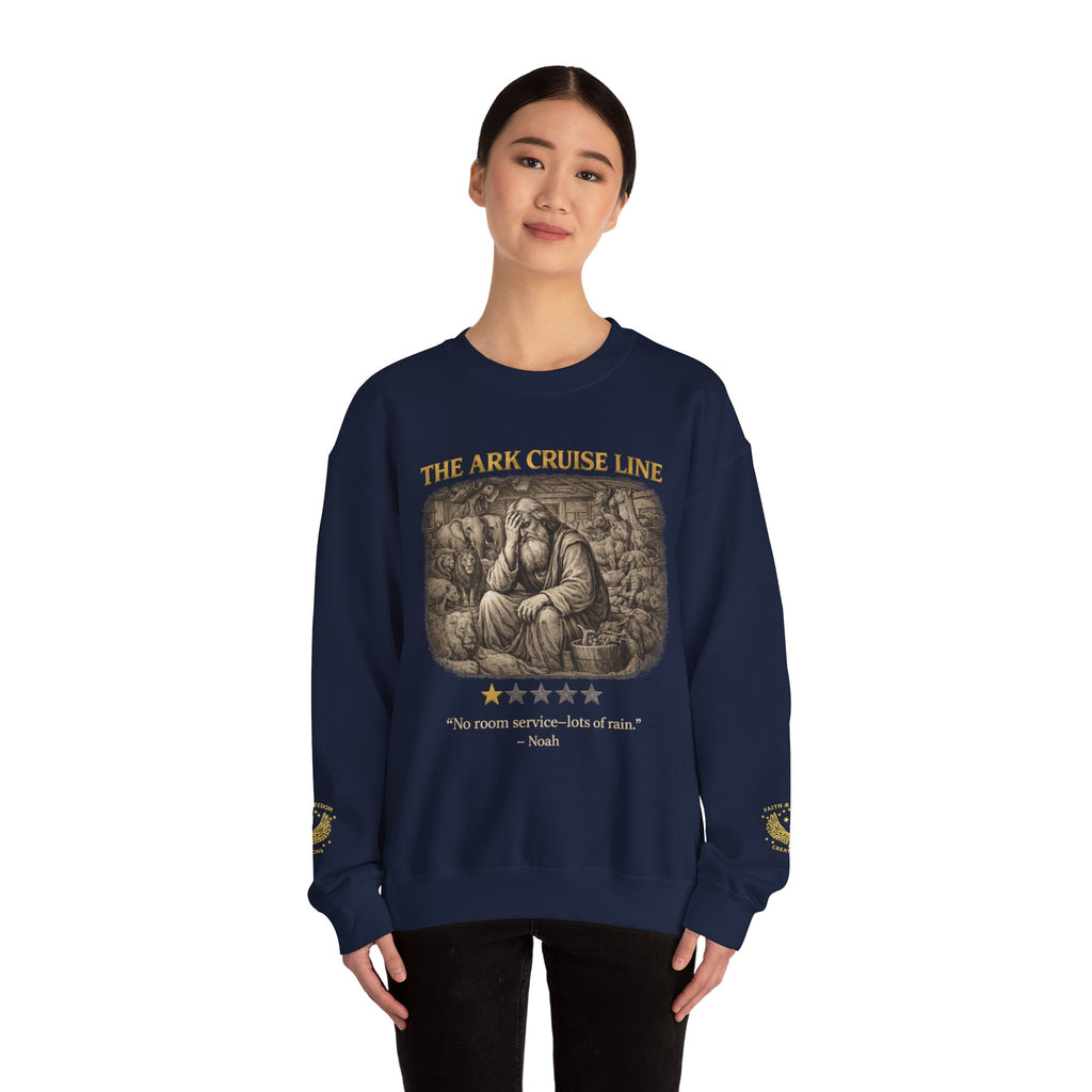 Noah – Crewneck Sweatshirt | “Ark Cruise Liner” Vintage Illustration – Five-Star Faith Series