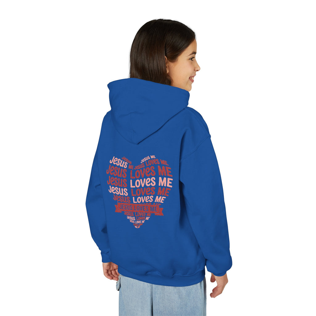 Jesus Loves Me Youth Hoodie – Heart Word Cloud Christian Kids Sweatshirt | Faith Inspired Kids Apparel