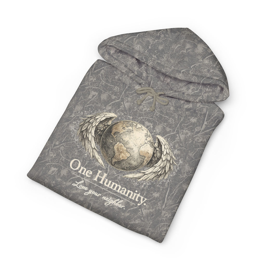 “One Humanity” Hoodie – “Love Your Neighbor” Earth & Wings Graphic Sweatshirt