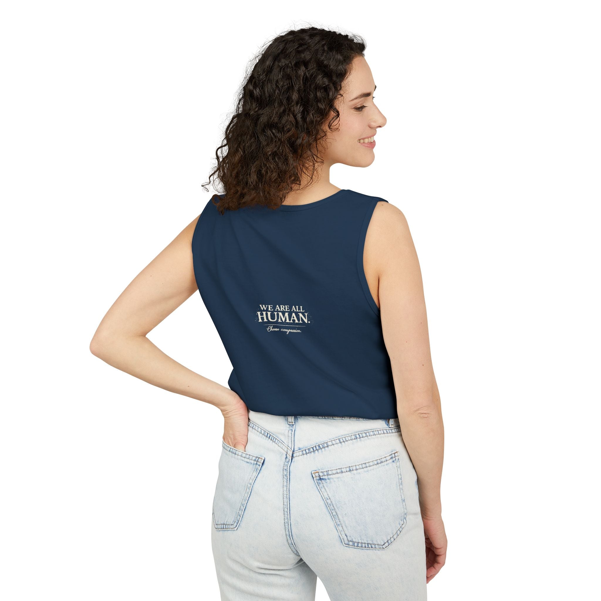 “Every Heart Beats the Same” Vintage Surf Tank Top – Garment-Dyed Coastal Unity Tank