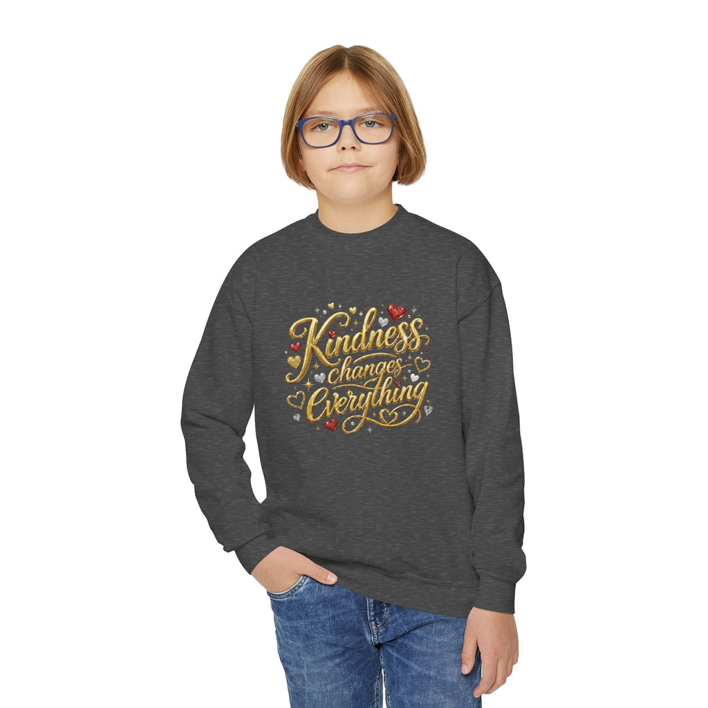 Kindness Changes Everything Youth Crewneck Sweatshirt – Inspirational Kids Pullove