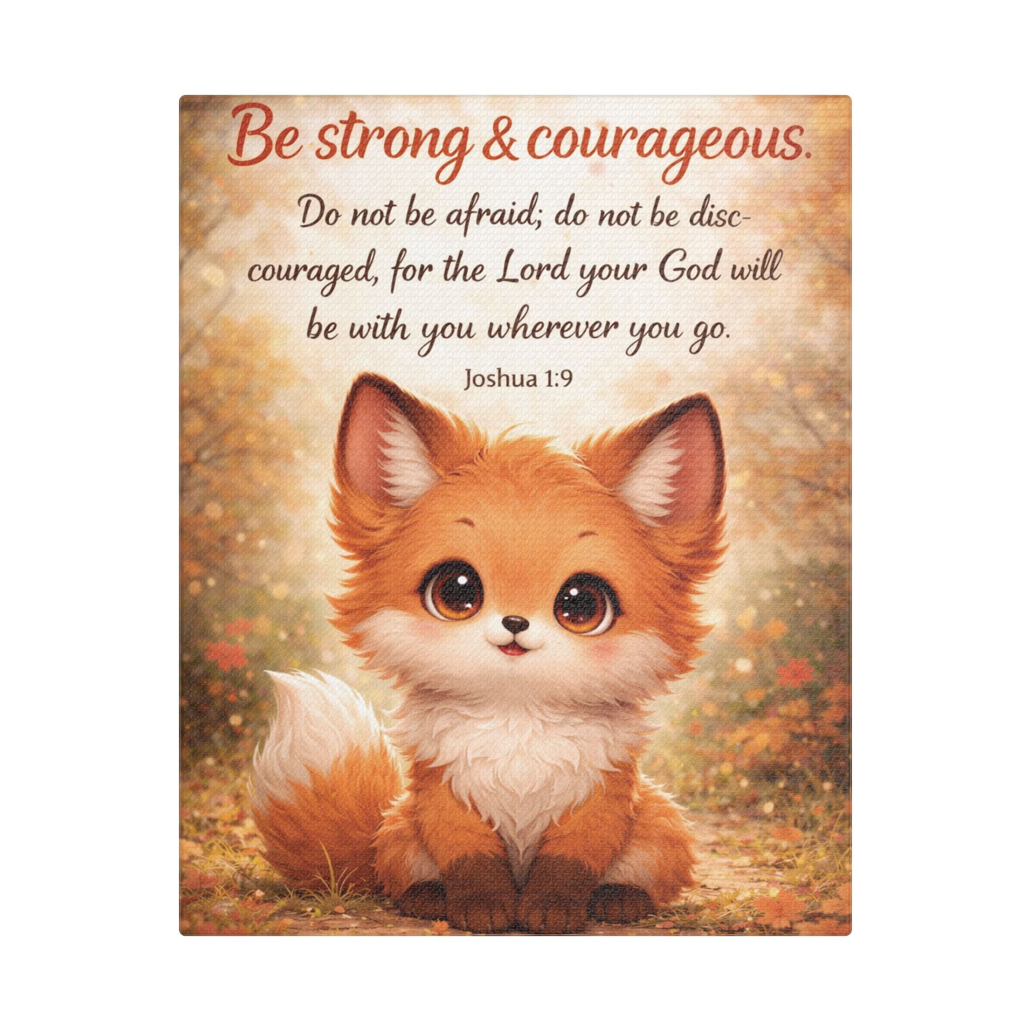 Scripture Woodland Animals – Fox – Joshua 1:9 Canvas Print