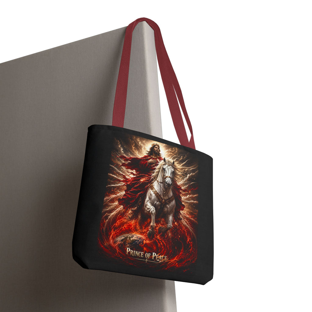 Prince of Peace Tote Bag | Jesus Riding White Horse Christian Tote | Inspirational Faith Carryall