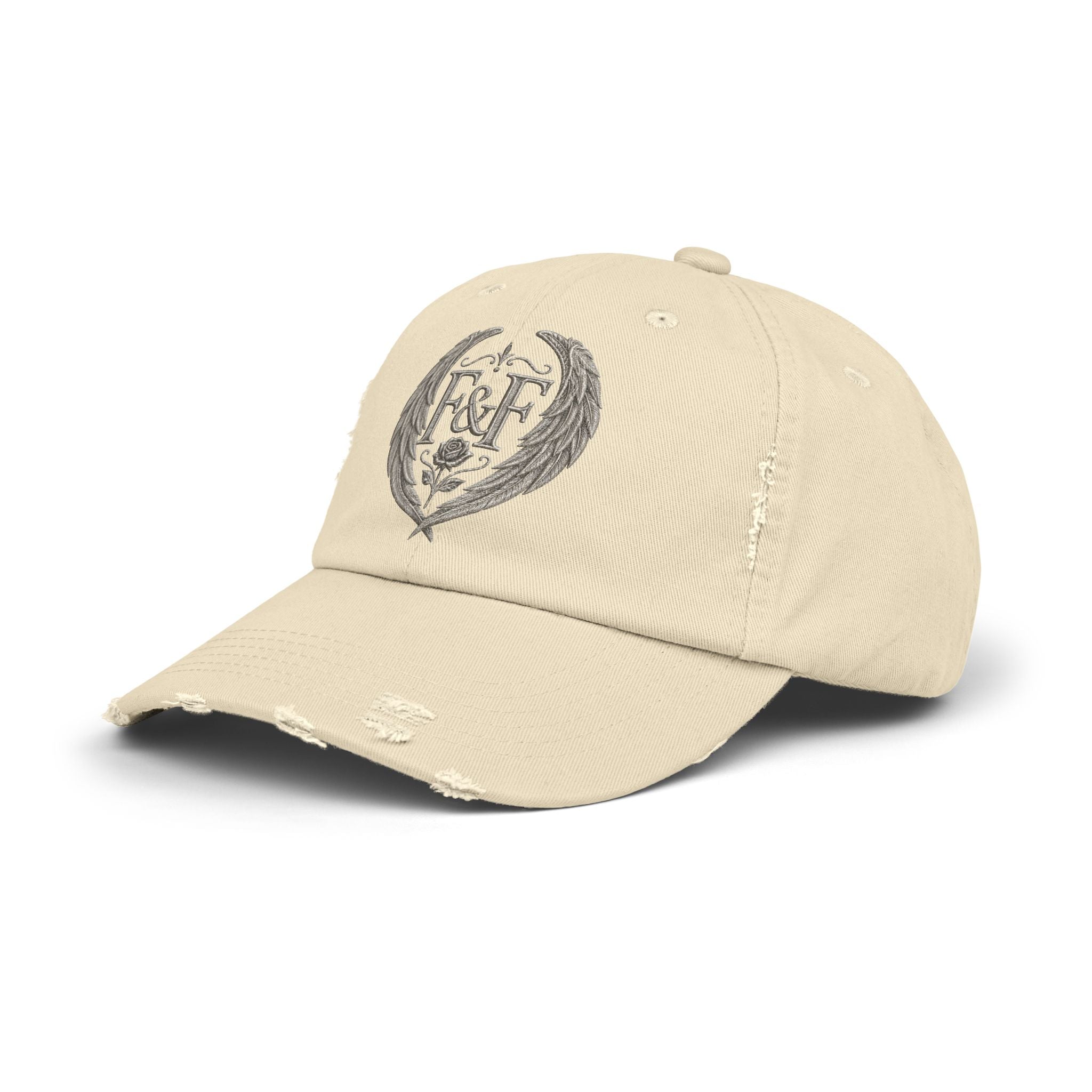 Faith & Freedom Distressed Black Cap | F&F Wing Crest Vintage Hat | Christian Streetwear Cap