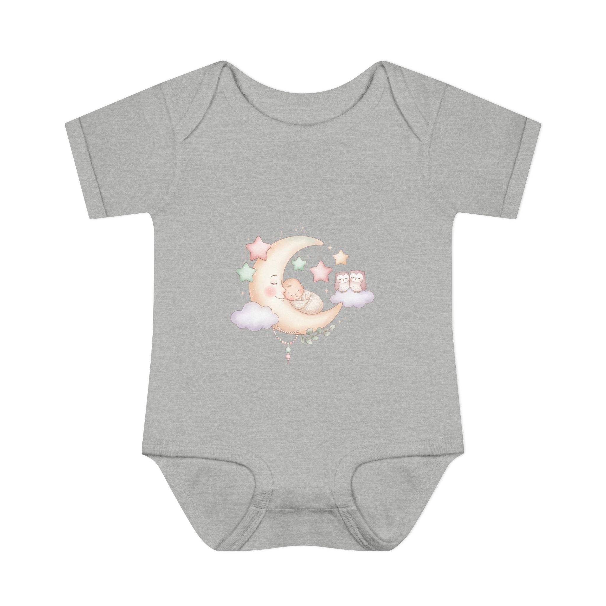 Pastel Moon & Stars Baby Bodysuit – Sleepy Moon Newborn Onesie | Cozy Baby Outfit