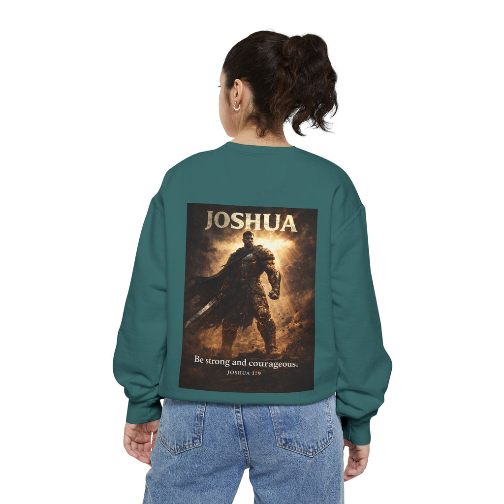 Joshua Courage Sweatshirt | Be Strong and Courageous Christian Crewneck | Inspirational Faith Apparel