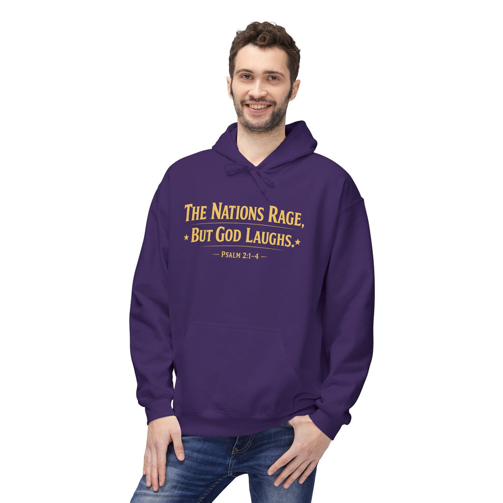 The Nations Rage – Hoodie | “But God Laughs” Scripture Pullover