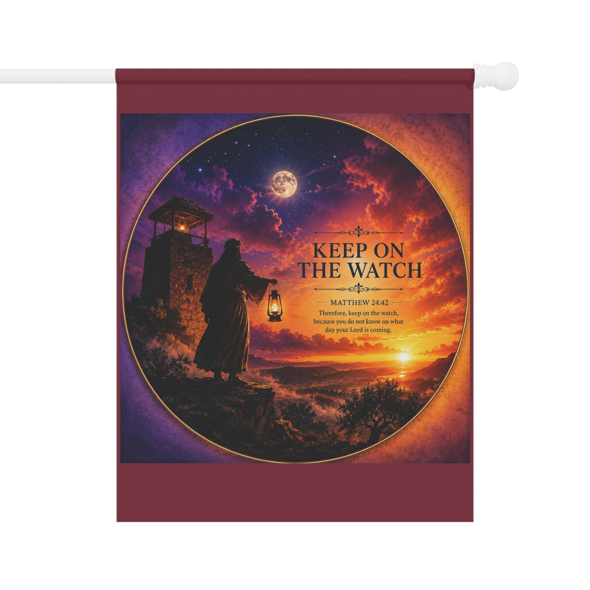 Keep On The Watch Garden Flag | Christian Lighthouse Prayer Banner | Inspirational Outdoor Decor