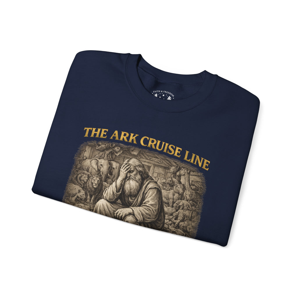 Noah – Crewneck Sweatshirt | “Ark Cruise Liner” Vintage Illustration – Five-Star Faith Series