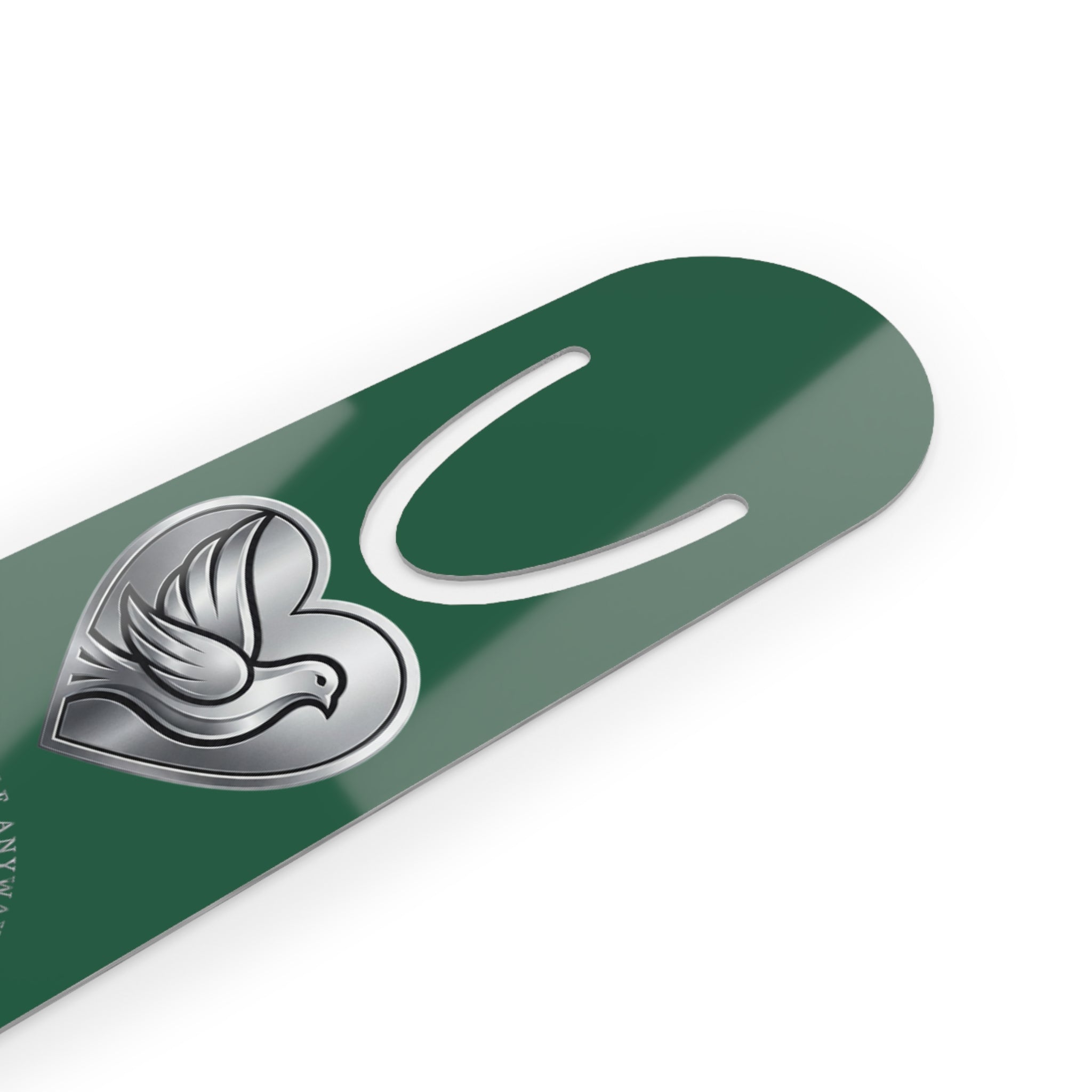 Personalized aluminum bookmark featuring the LPG monogram, “Love People Anyway” message, elegant custom design, brushed metal backing, and secure page-holding slot for books, journals, and devotionals.