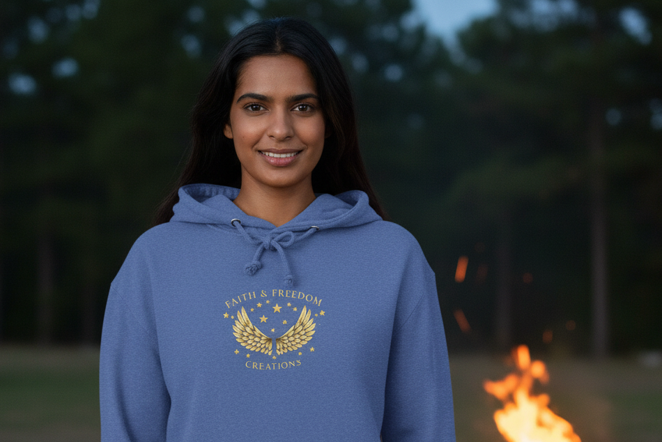 Sarah – French Terry Hoodie | “Laughed at First. Believed in the End.” Portrait Graphic – Five-Star Faith Series