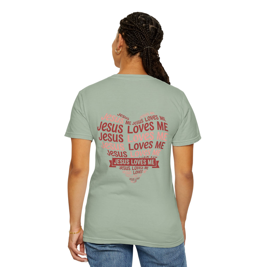 Jesus Loves Me Heart Garment-Dyed T-Shirt – Christian Faith Tee | Vintage Style Inspirational Shirt