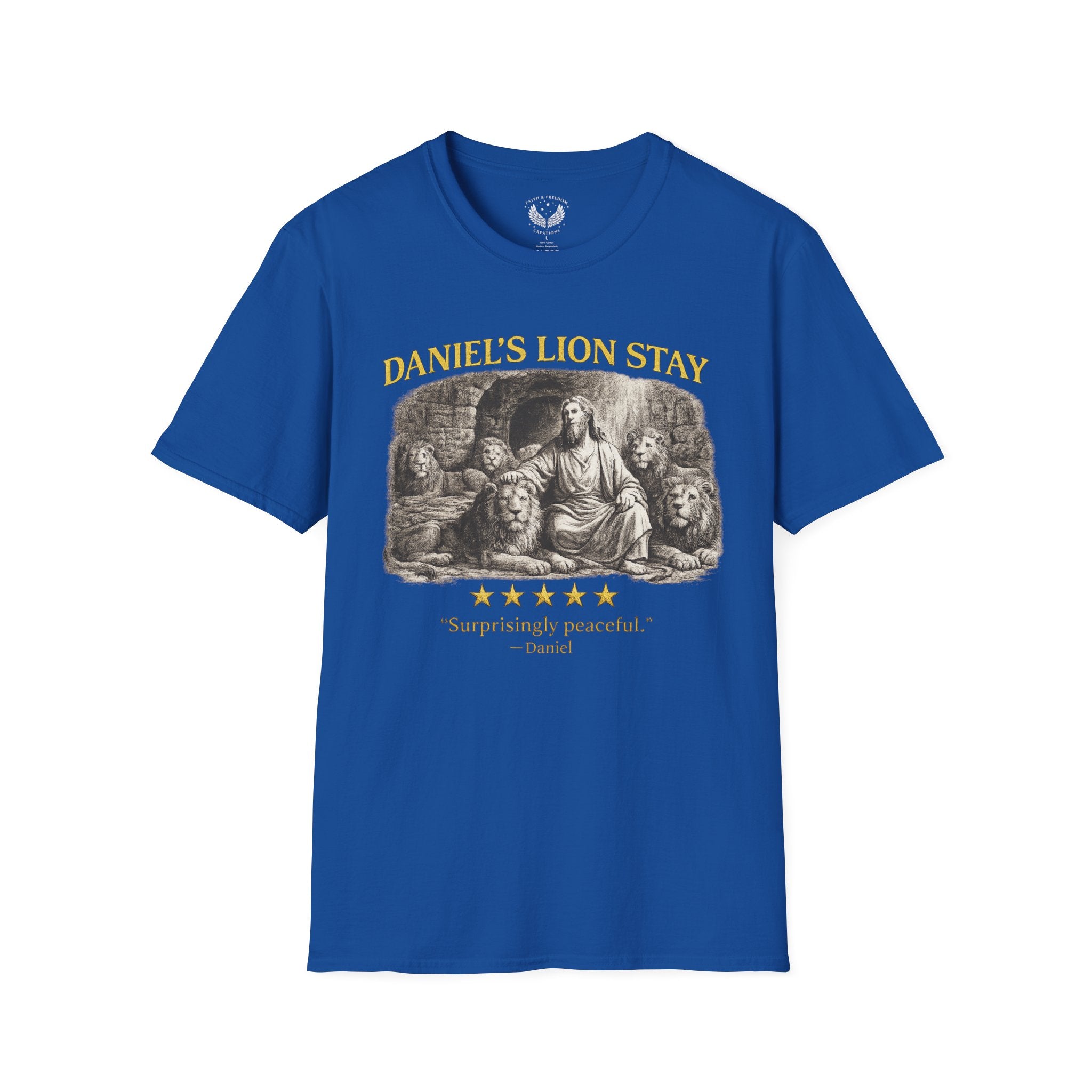 Daniel's Lion Stay Vintage T-Shirt - Biblical Lion Statue Tee