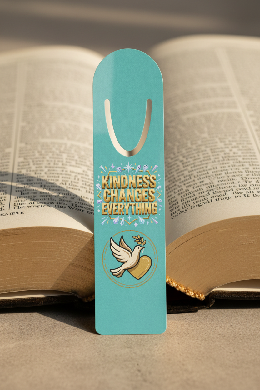 Kindness Changes Everything Dove Metal Bookmark | Inspirational Christian Bookmark | Peace Dove Reading Gift