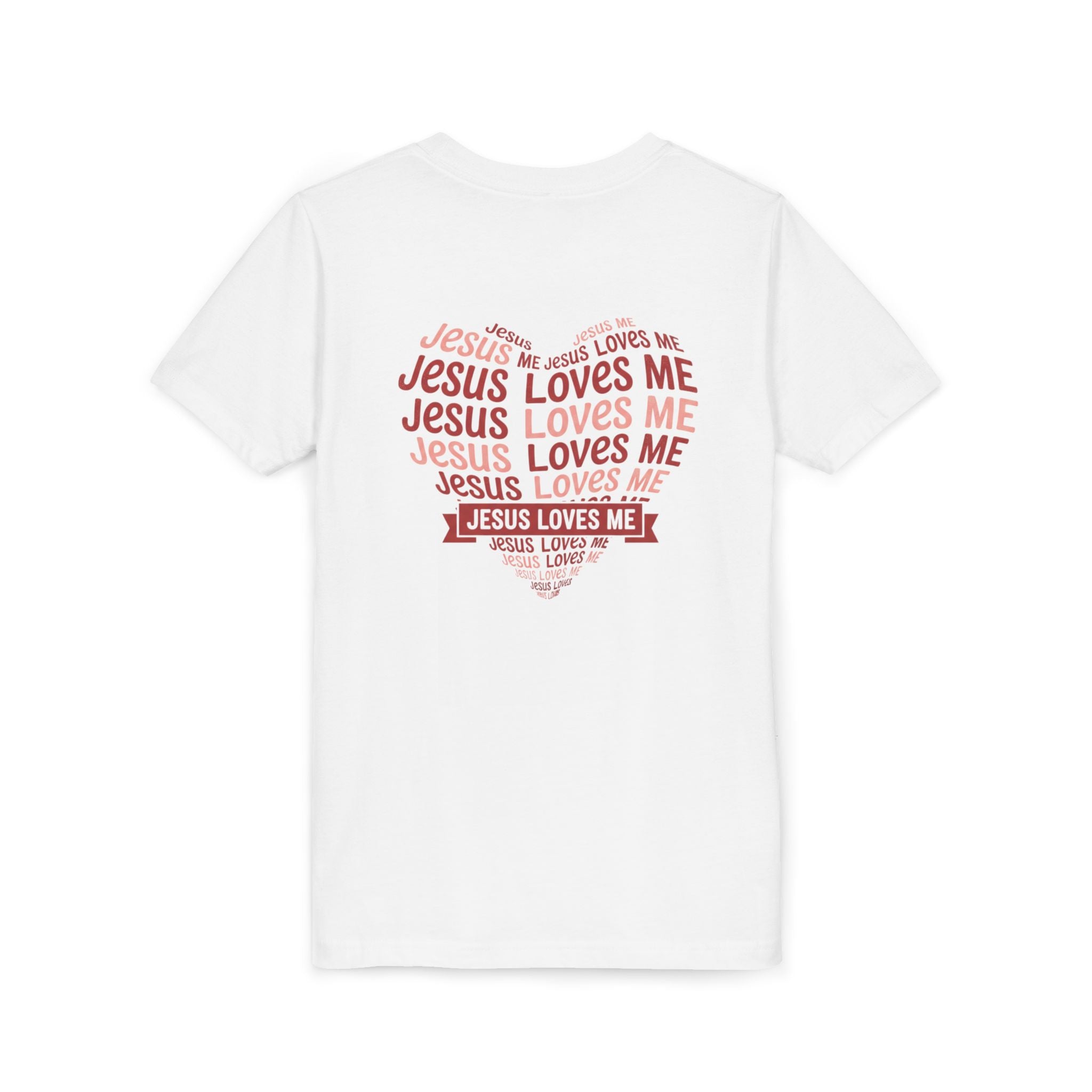 Jesus Loves Me Youth T-Shirt – Heart Word Cloud Christian Kids Tee | Faith Inspired Youth Shirt