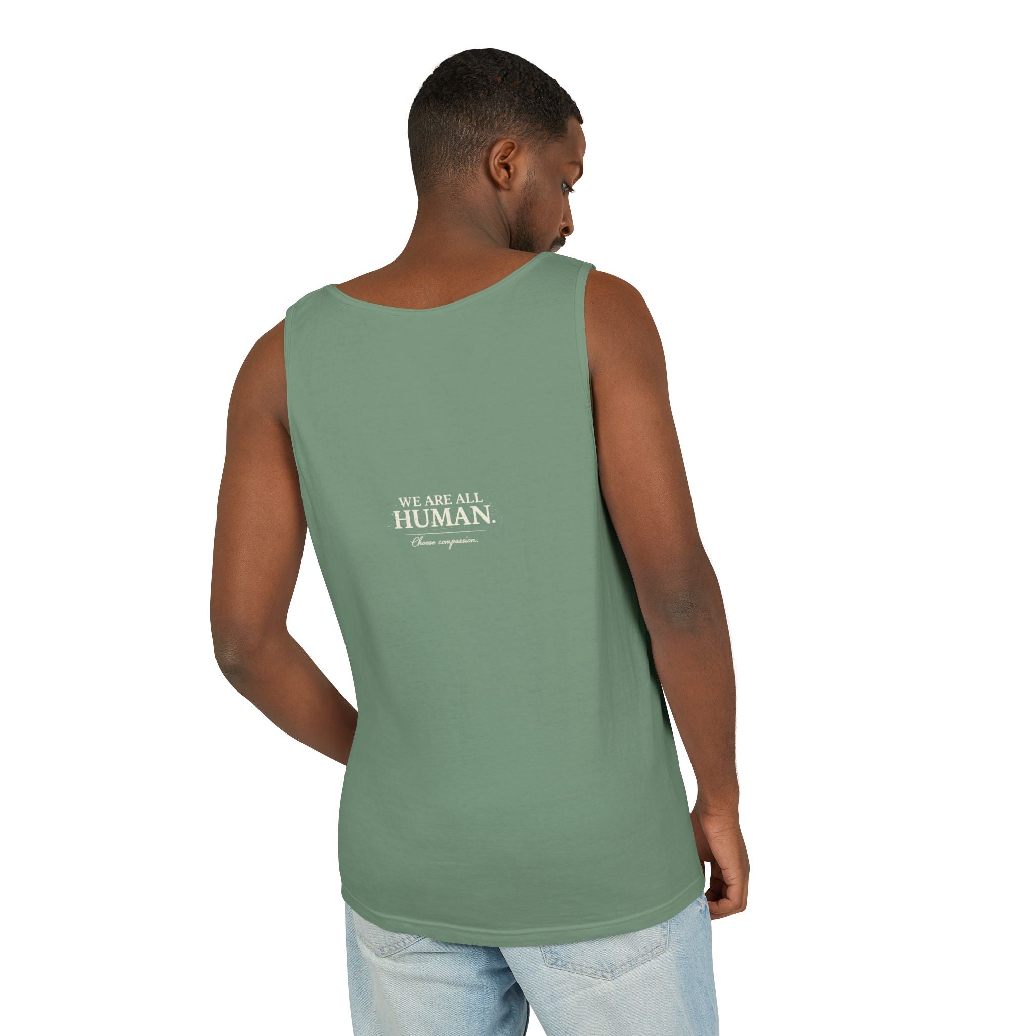 “Every Heart Beats the Same” Vintage Surf Tank Top – Garment-Dyed Coastal Unity Tank