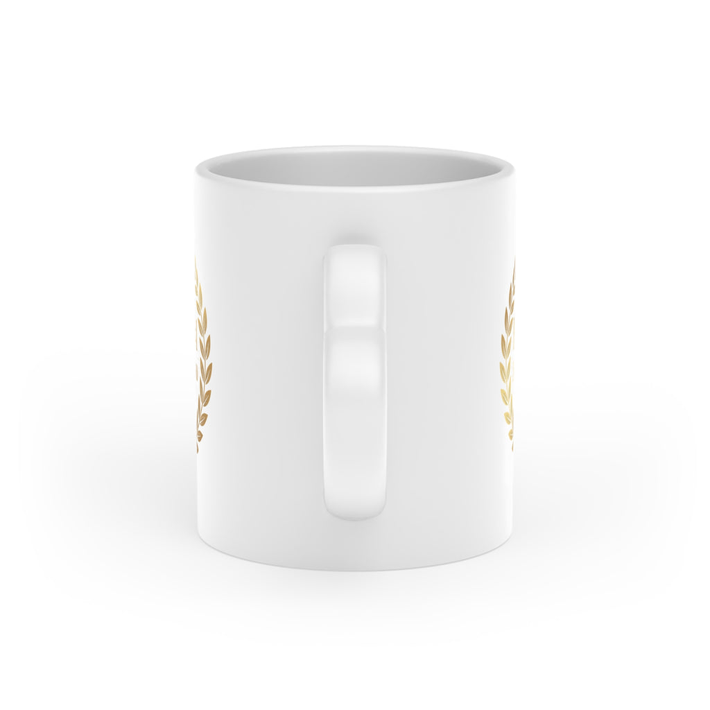 Faithful Blessings Heart Mug | Psalm 34:1 Christian Coffee Mug | Gold Laurel Ceramic Cup