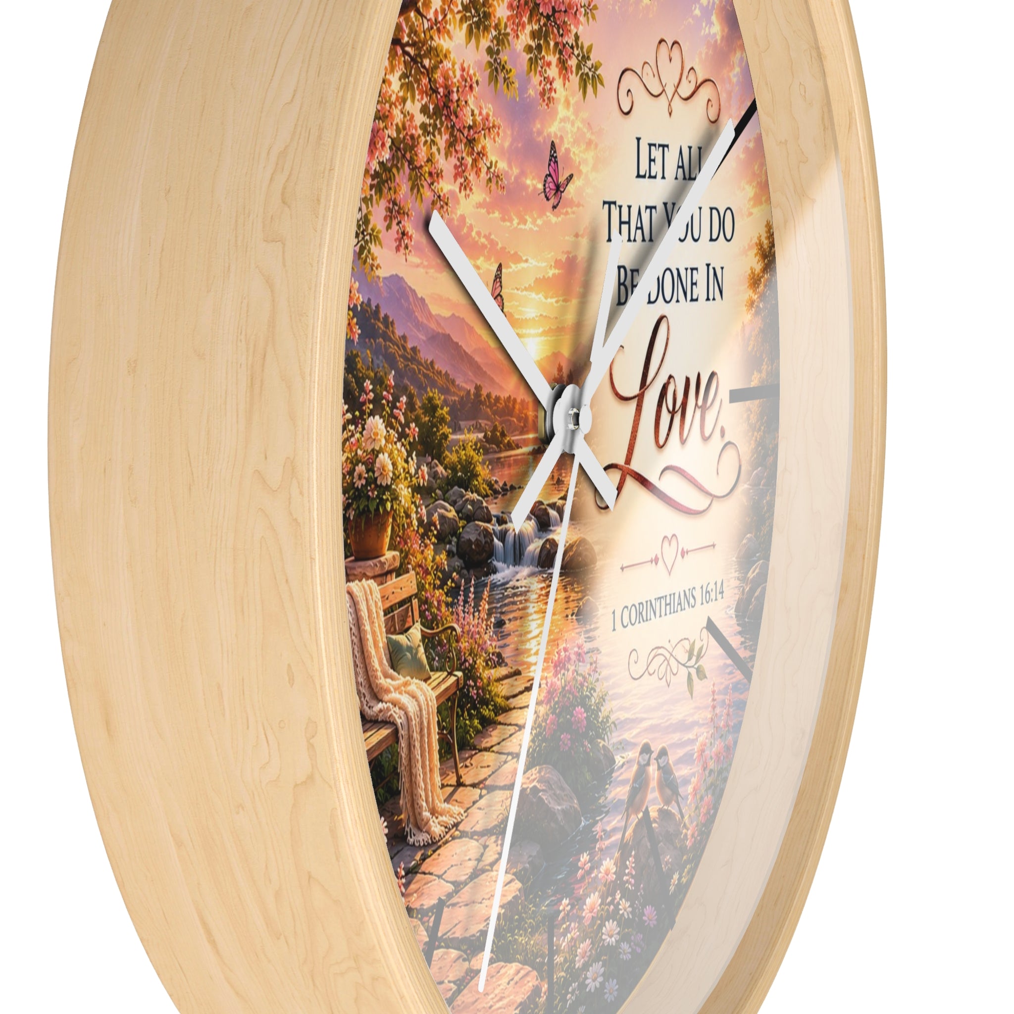 Let All That You Do Be Done in Love Wall Clock | 1 Corinthians 16:14 Christian Decor | Inspirational Scripture Clock