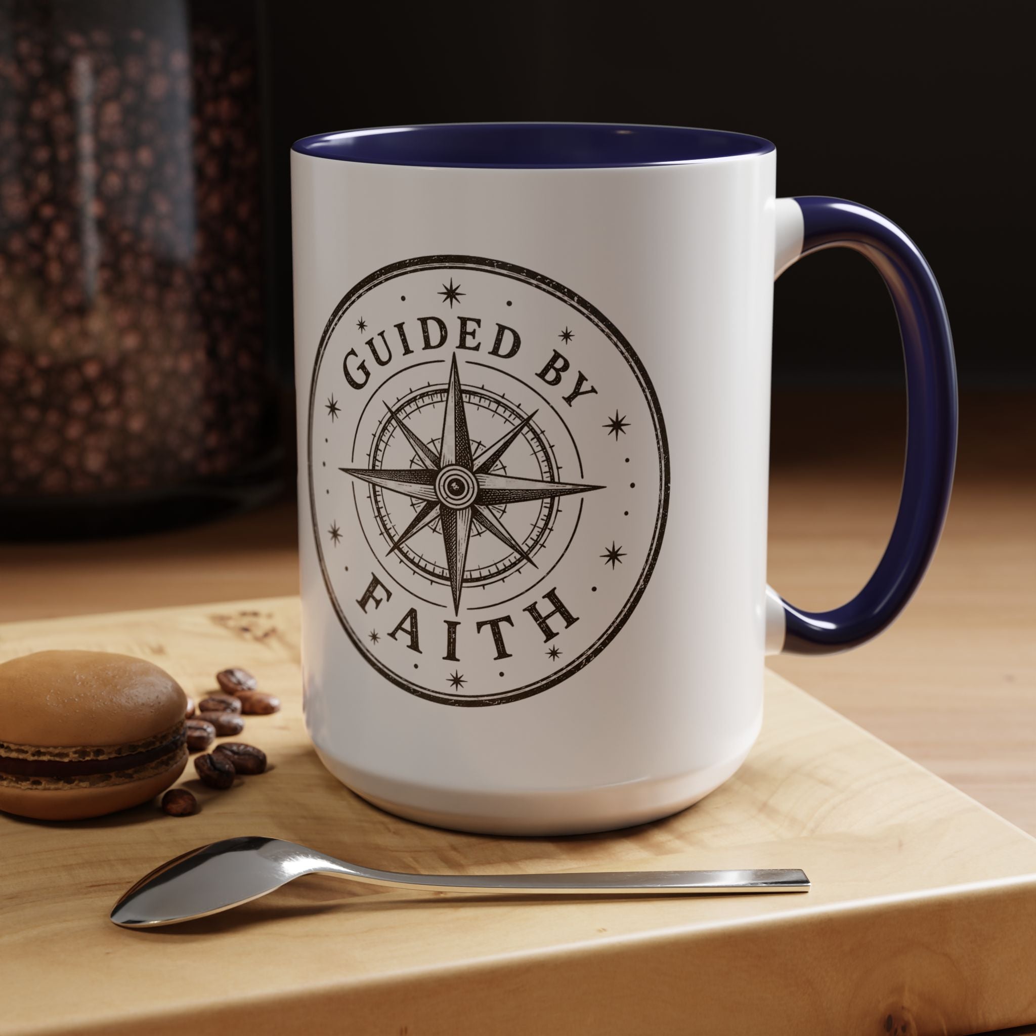 Guided by Faith Compass Coffee Mug | Inspirational Christian Accent Mug | Faith Freedom Creations