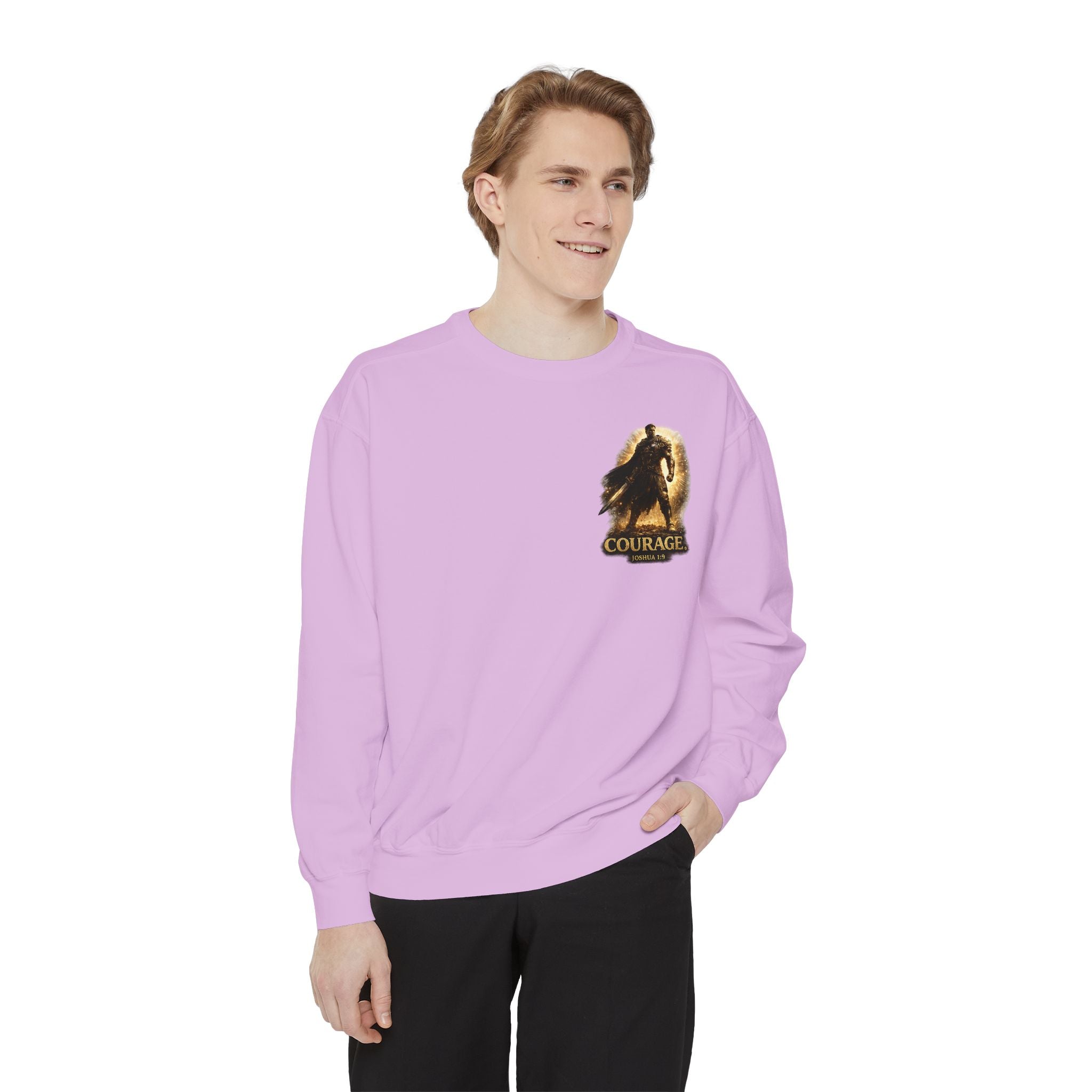Joshua Courage Sweatshirt | Be Strong and Courageous Christian Crewneck | Inspirational Faith Apparel