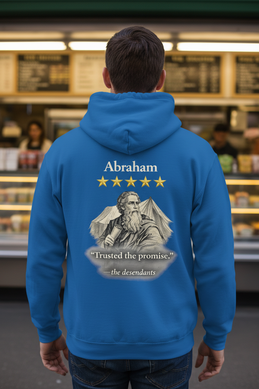 Abraham – Champion Hoodie | “I Trusted the Promise” Vintage Graphic – Five-Star Faith Series