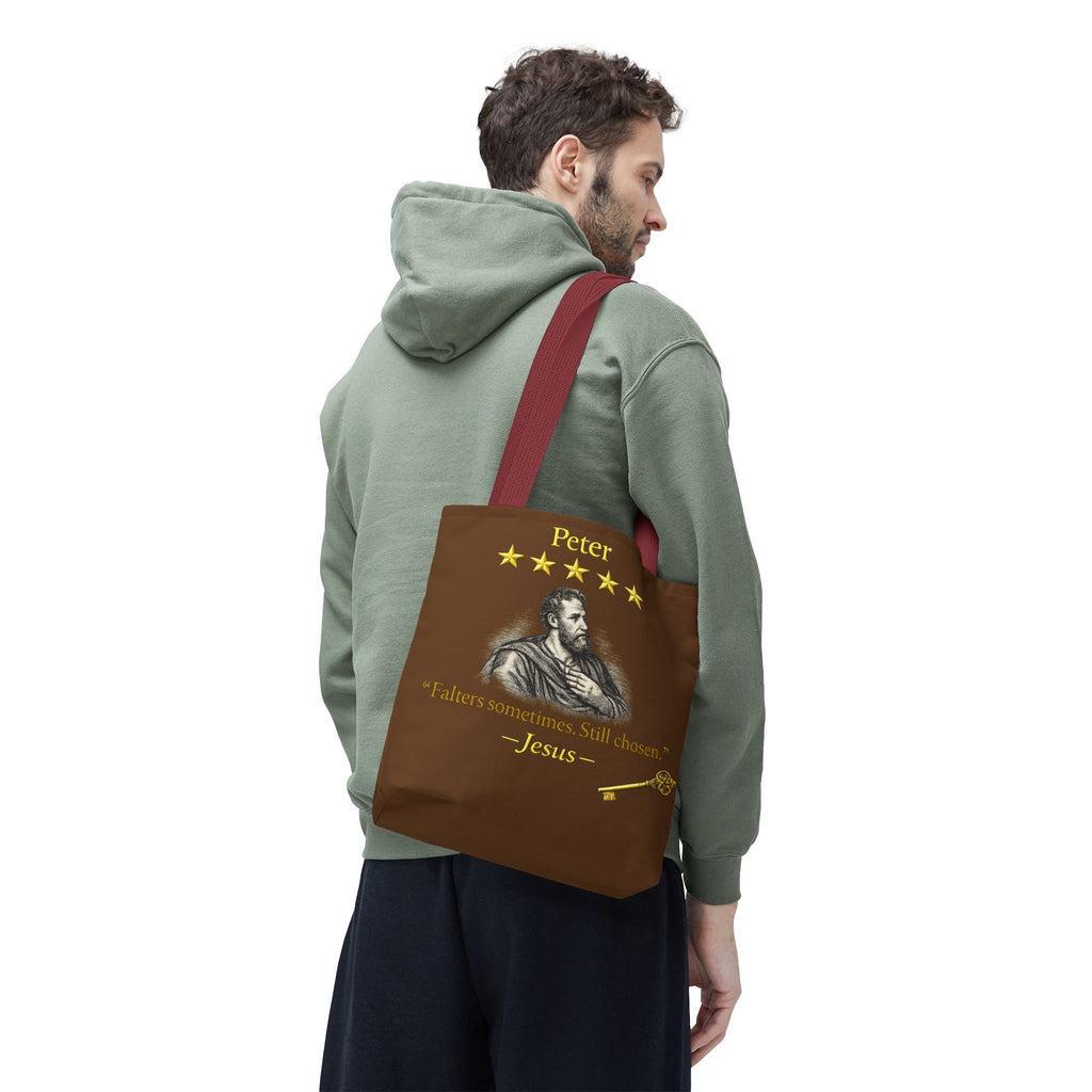 Peter – Tote Bag | “Falters Sometimes. Still Chosen.” Faith Graphic – Five-Star Faith Series