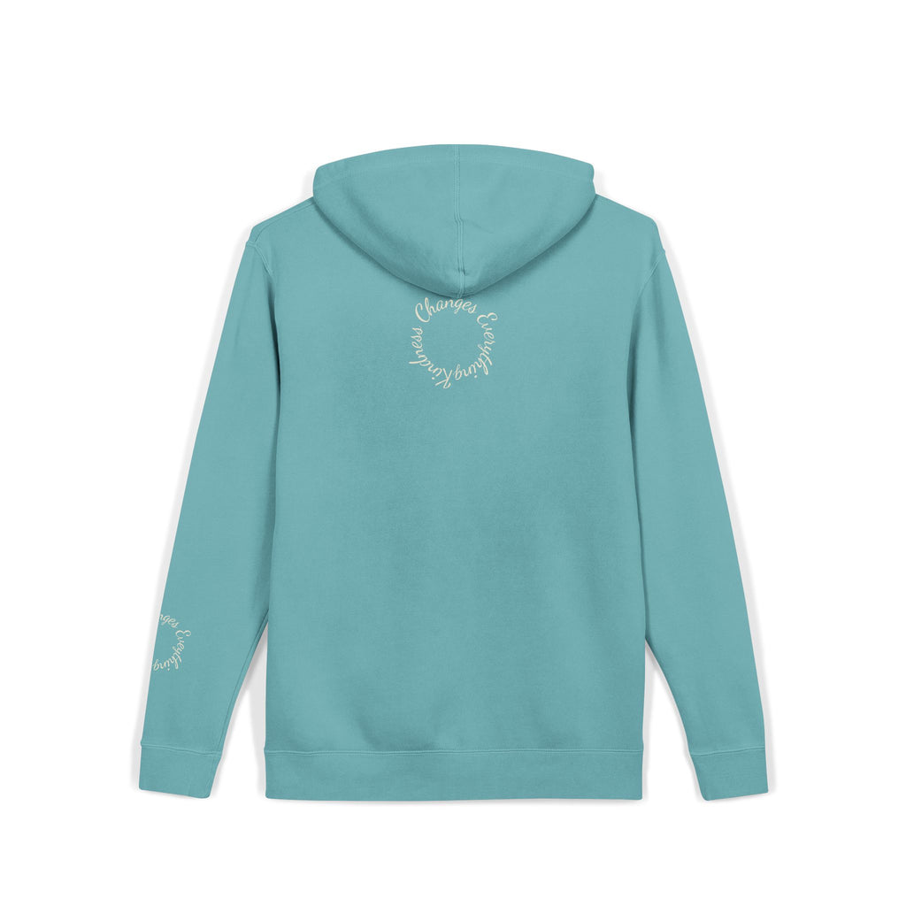 “We Are All Human” Pigment-Dyed Hoodie – Inclusive Comfort Pullover | Inspirational Minimalist Hoodie