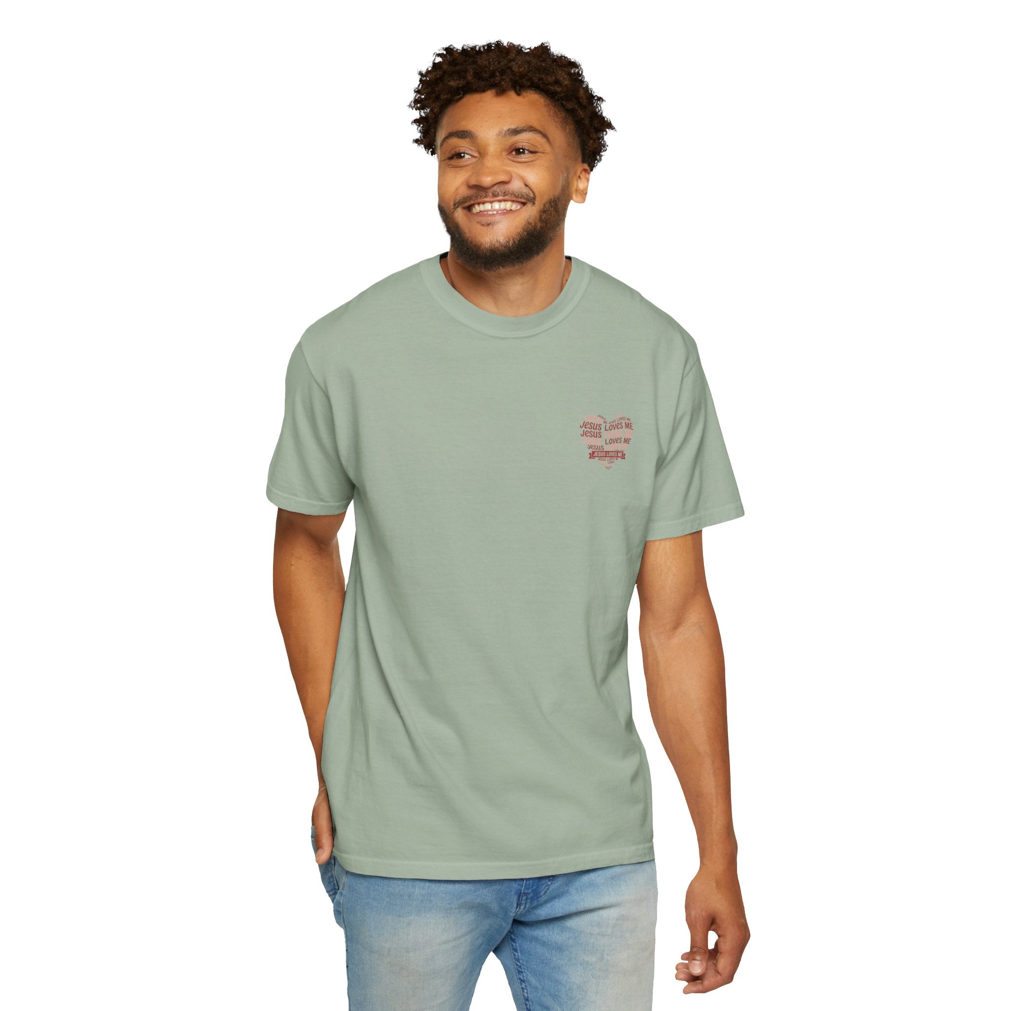 Jesus Loves Me Heart Garment-Dyed T-Shirt – Christian Faith Tee | Vintage Style Inspirational Shirt
