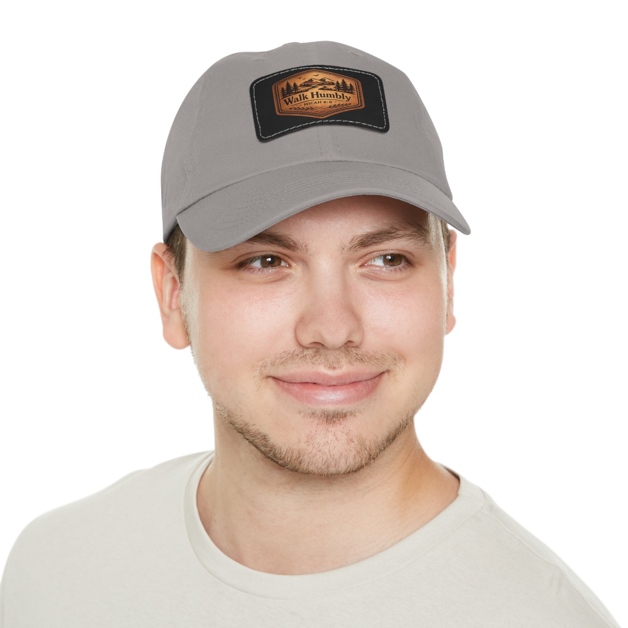 Walk Humbly Leather Patch Dad Hat | Micah 6:8 Christian Outdoor Cap | Faith Freedom Creations