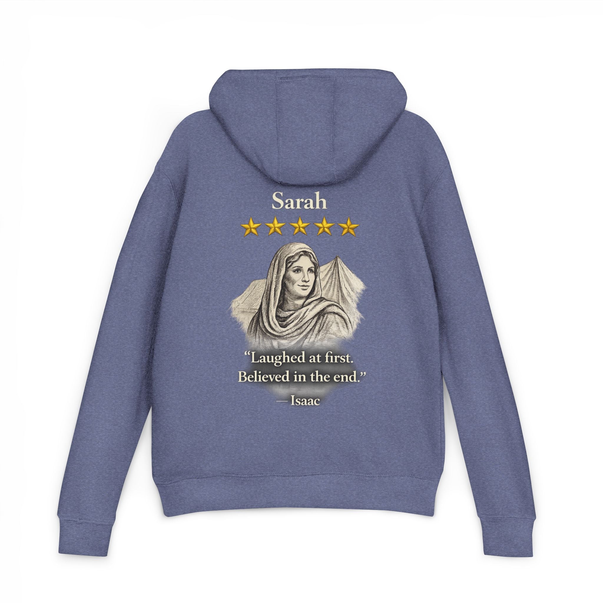 Hoodie — Personalized 'Sarah' Vintage Portrait Hoodie with Quote ("Laughed at first. Believed in the end.")