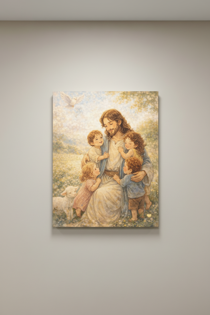 Held in 'His' Care Canvas — Jesus with Children (Matthew 19:14)