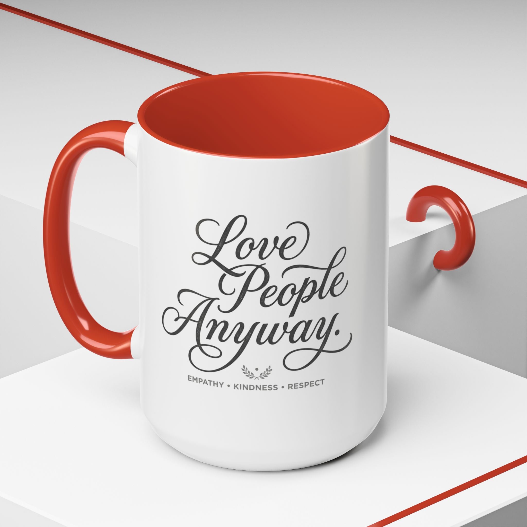 Love People Anyway Accent Coffee Mug | Inspirational Ceramic Mug | Faith Freedom Creations
