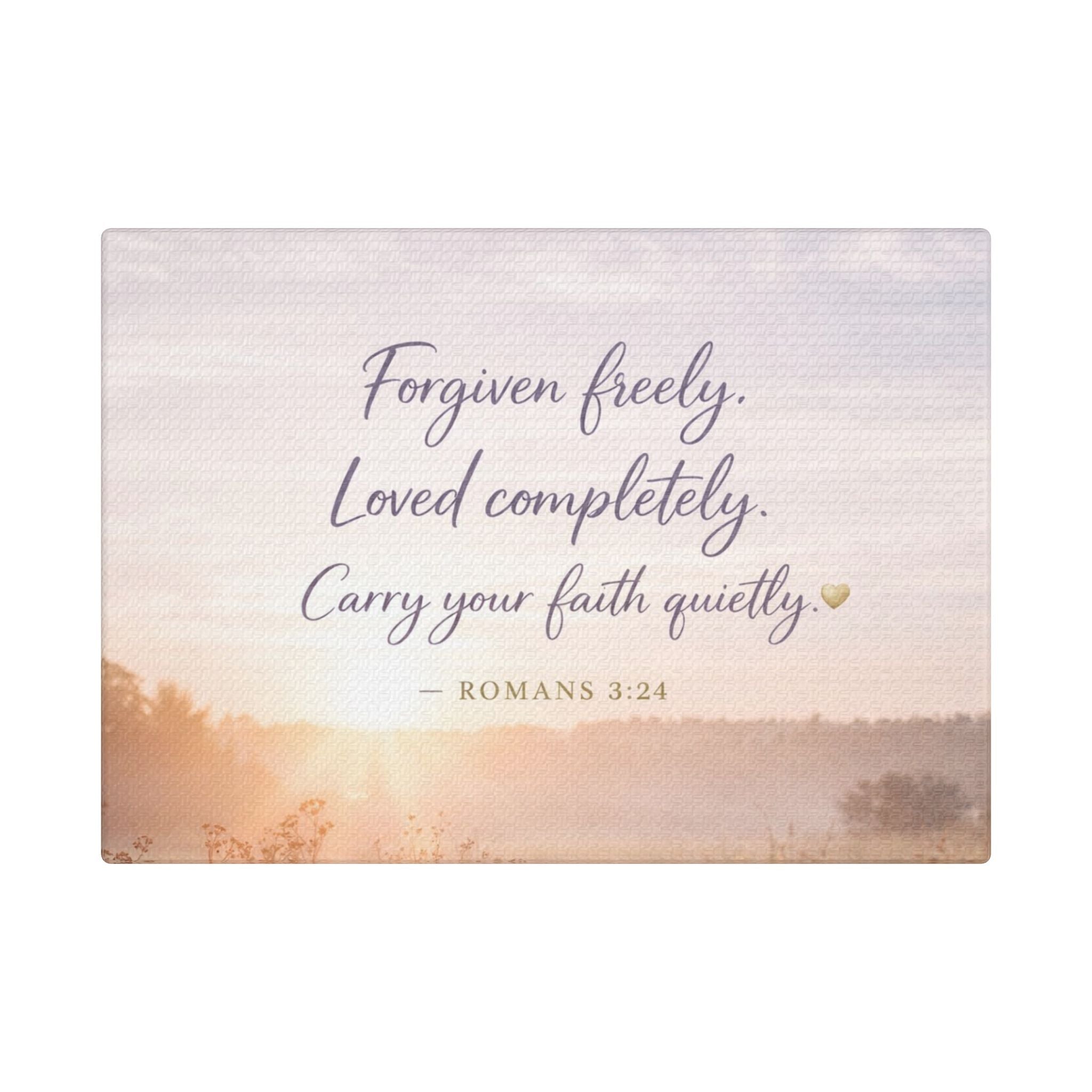 Forgiven Freely Canvas — Romans 3:24 Scripture Art
