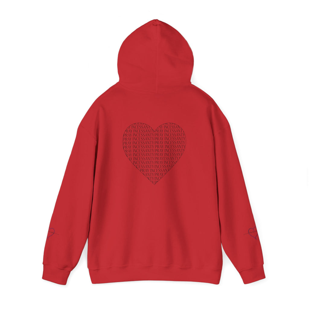 'Pray Incessantly' Heart Script Hoodie — Faith-Inspired Pullover